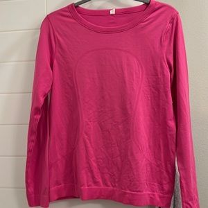 Size 8 Lululemon Pink Swiftly Long Sleeve top.